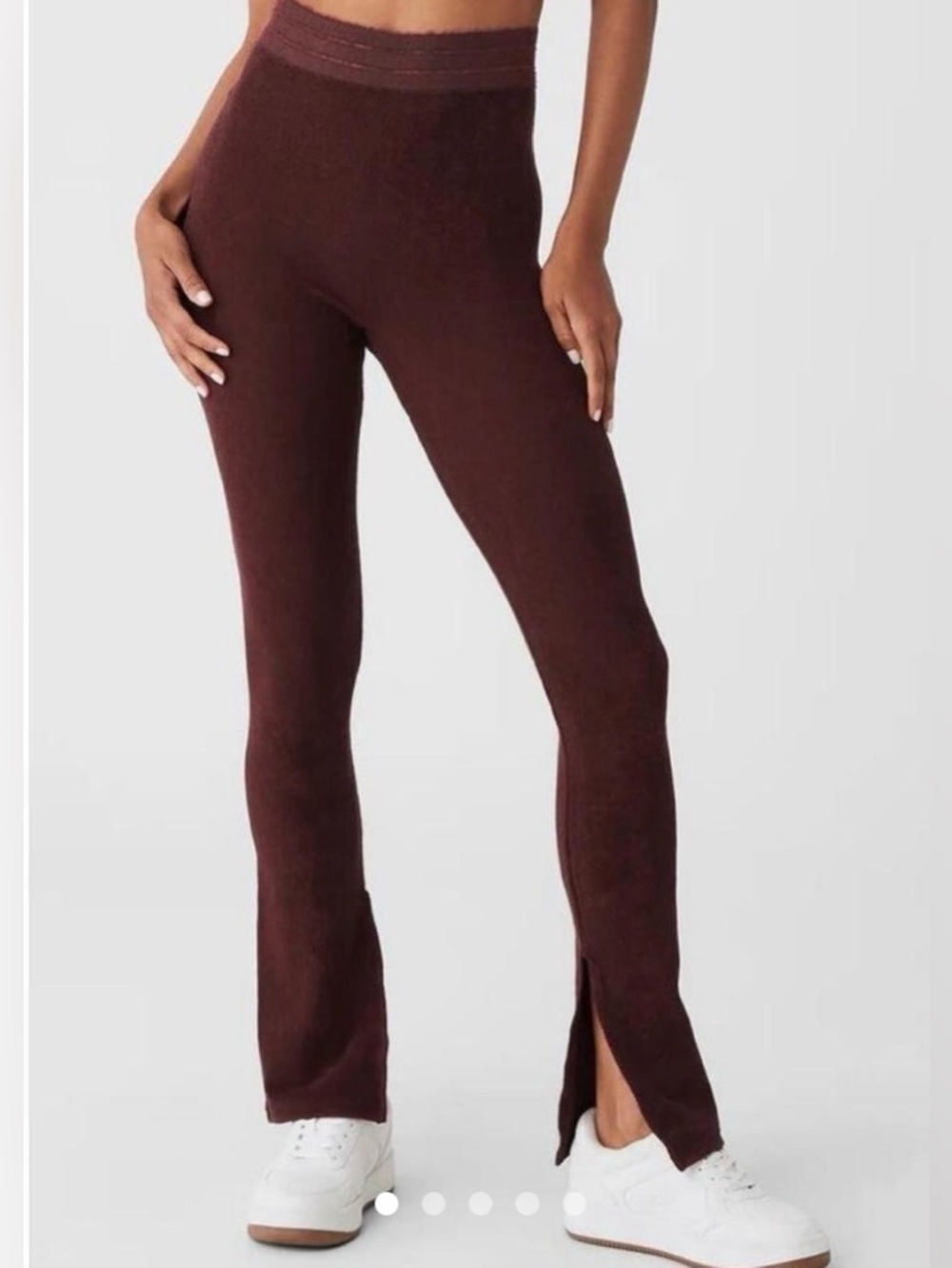 ALO Yoga Rib-Knit Split-Hem Track Pants in Deep Chocolate